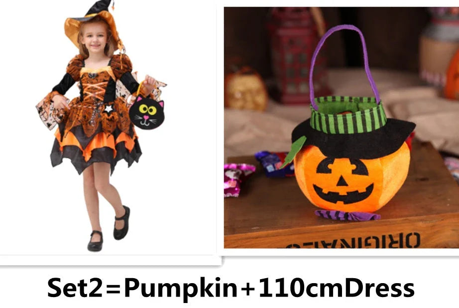 A children's Halloween costume in the form of a princess dress, featuring a stylish and fashionable design made with soft, gentle materials.