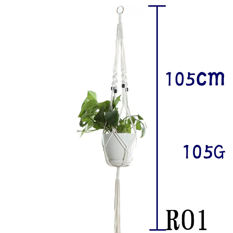 Stylish hanging cotton rope plant holder for indoor and outdoor decoration