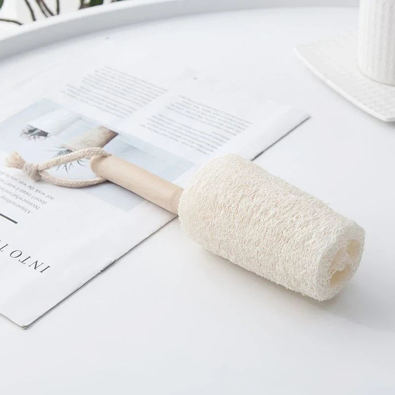 Premium Bamboo Bottle Cleaning Brush with Natural Loofah Bristles for Reusable Bottle and Cup Cleaning