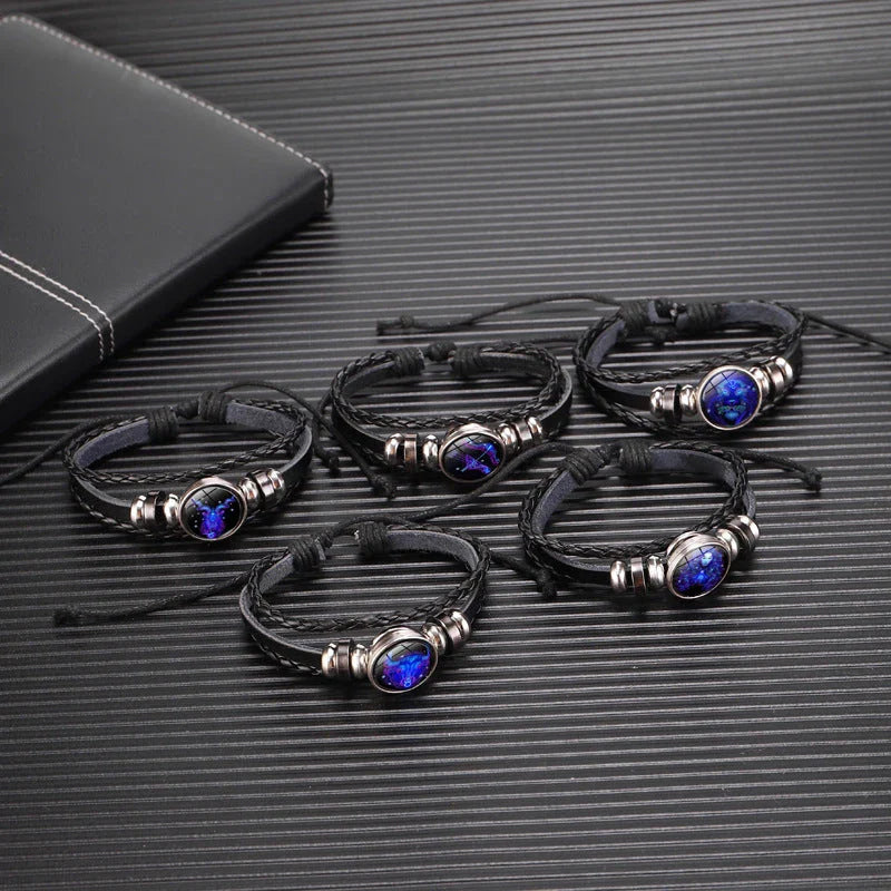Zodiac Constellation Bracelet with Braided Design for Men, Women, and Kids in Various Colors