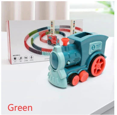 Automatic Domino Train Toy - Motorized Building Set for Kids with Vibrant Colors and Sturdy Construction