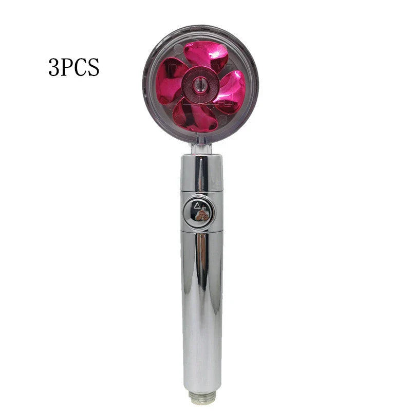 A high-pressure shower head with a stop button, cotton filter, and powerful water pressure for a luxurious bathing experience.