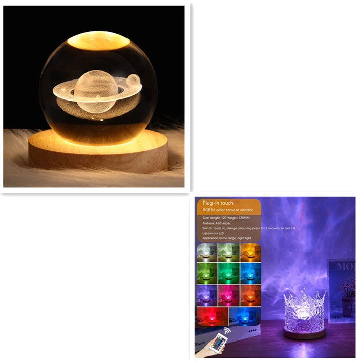 Illuminating Ambiance Lamp with rotating water ripple projection, 16 color options, and remote control for customizable home decor