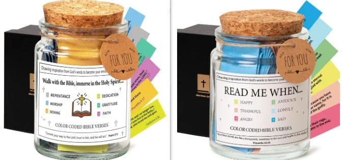 Bible Verses In A Jar with cartoon design, containing 90 verses for daily inspiration
