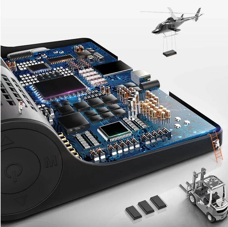 High-definition driving recorder with dual cameras, HDR and WDR support, and wide-angle lenses for comprehensive coverage