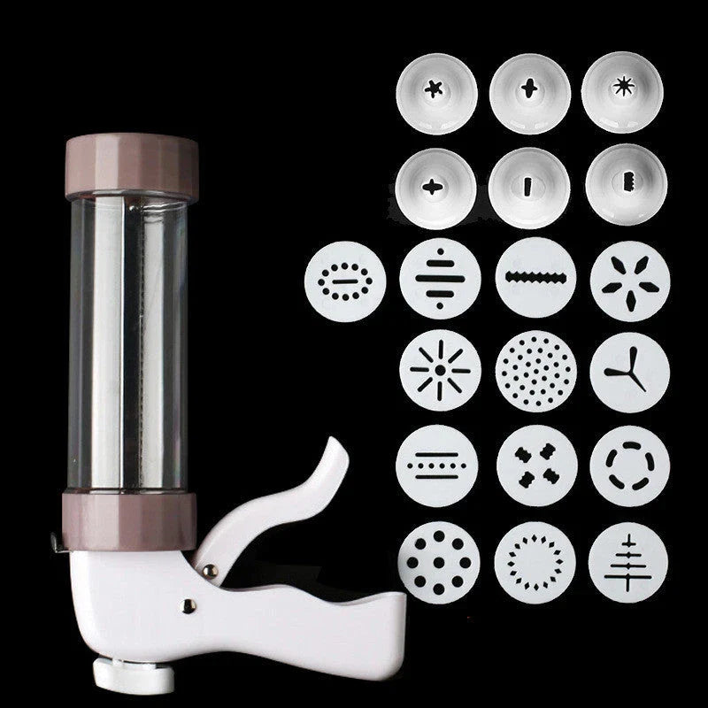 Premium Cookie Press Kit with interchangeable decorative discs for crafting a variety of biscuits and cakes