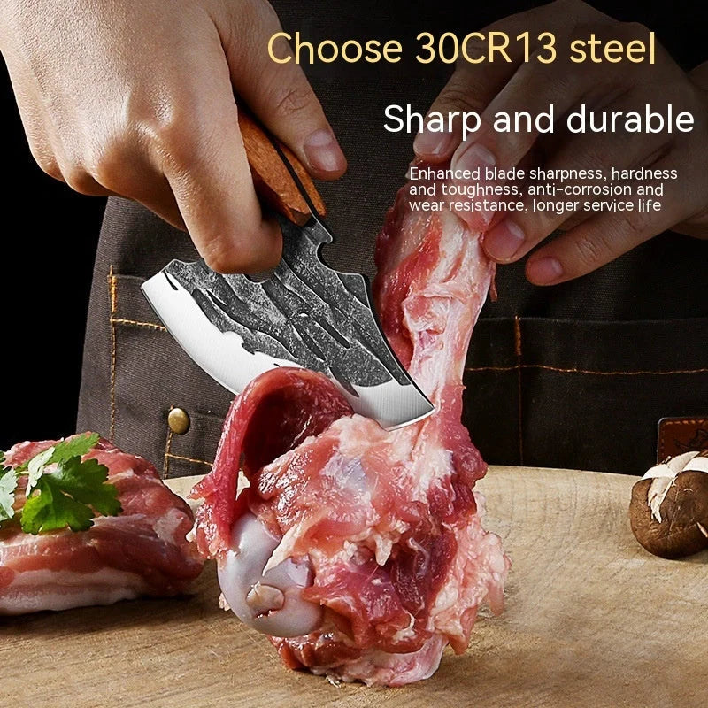 Premium forged boning knife with unique cutout design for effortless meat preparation in the UK