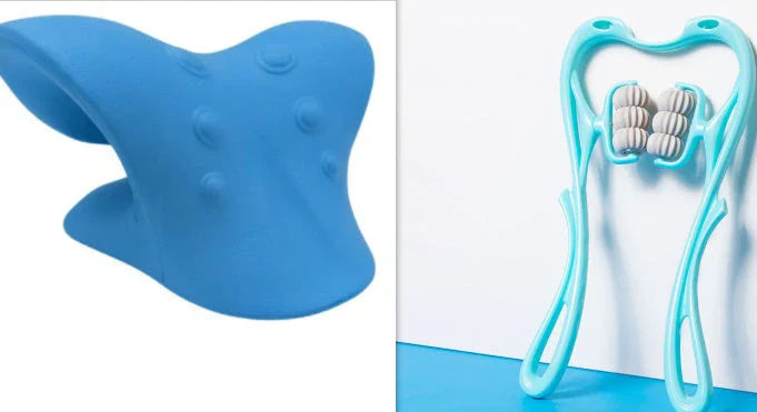 Ergonomic neck massager with six rolling balls for relieving muscle tension and soreness