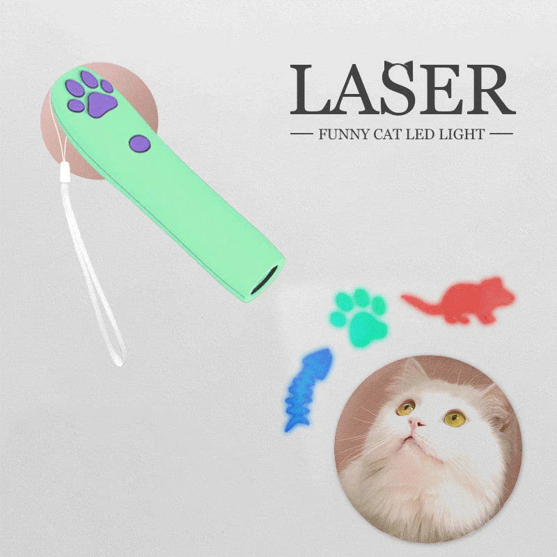 Remote-controlled laser cat toy with 3 projection patterns, made of durable ABS material for safe and engaging playtime