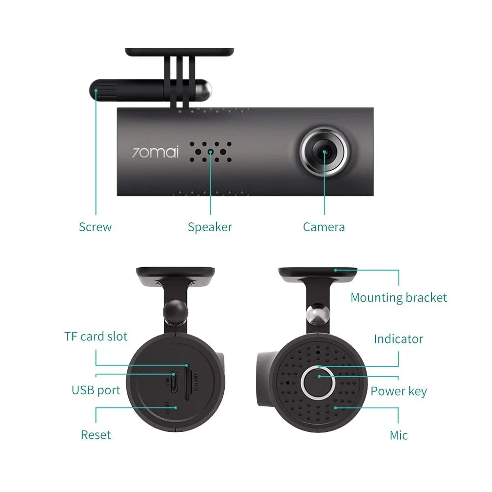 Premium dash cam with voice controls, 1080p FHD recording, and wide-angle lens