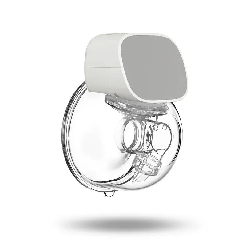 Portable, hands-free electric breast pump with quiet operation and premium construction