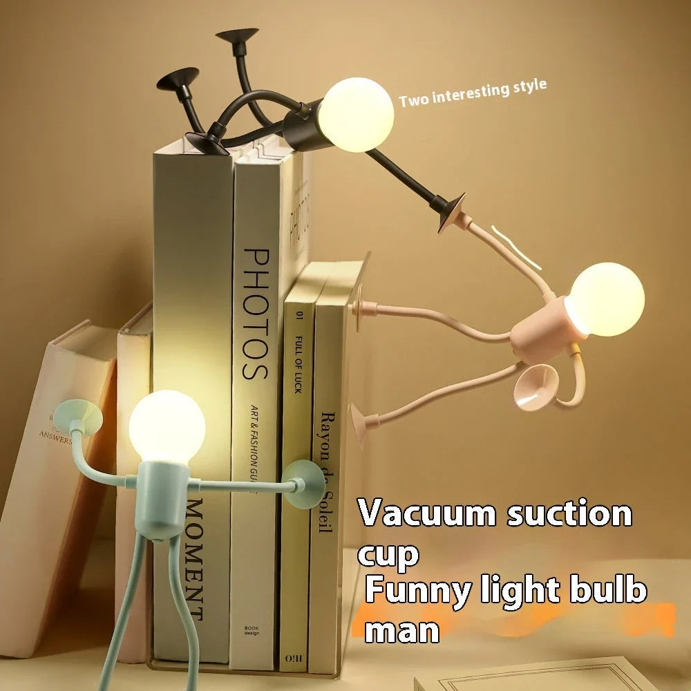 Posable sportsman night light with suction cup for versatile desk lamp placement
