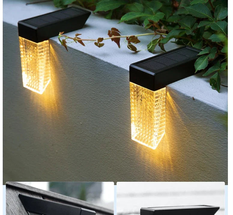 Durable solar-powered stair lights for outdoor decks, fences, gardens, and pathways - automatically turn on at dusk