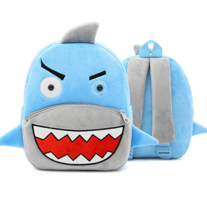 Adorable plush backpacks featuring various animal designs, perfect for primary school children