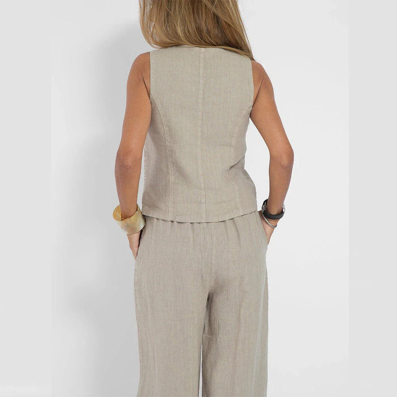 GiftHome Stylish Sleeveless Top and Relaxed Trousers Set for Effortless Summer Chic