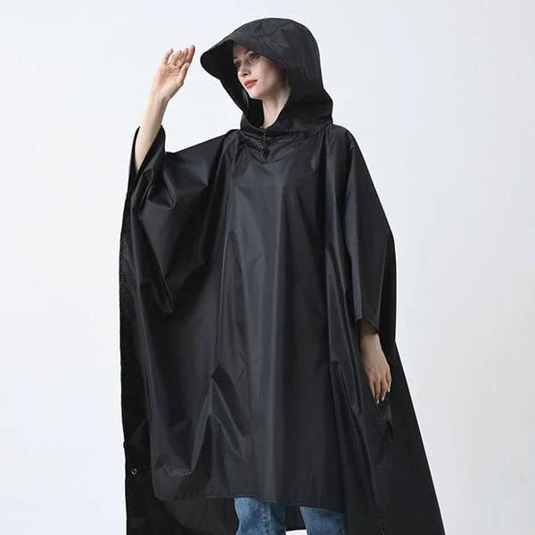 A durable and versatile rain poncho that transforms into a camping mat or cycling cover, perfect for outdoor adventures.