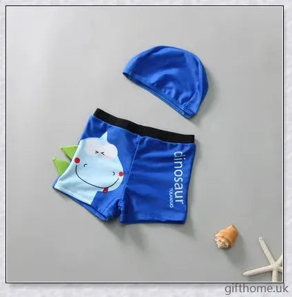 A pair of boxer shorts featuring a vibrant Tyrannosaurus Rex print on a polyester fabric background