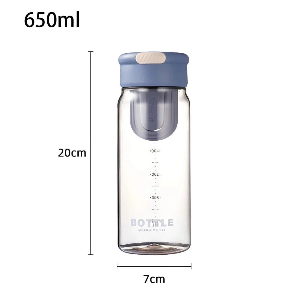 Minimalist modern sports water bottle with tea infuser compartment, in pink colour