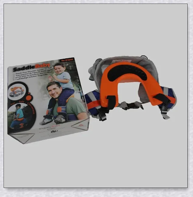 A parent carrying their child hands-free using the Hands-Free Shoulder Carrier, a versatile and comfortable child-carrying accessory.