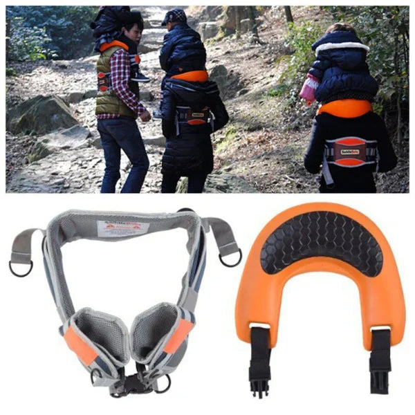 A parent carrying their child hands-free using the Hands-Free Shoulder Carrier, a versatile and comfortable child-carrying accessory.