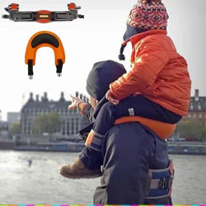A parent carrying their child hands-free using the Hands-Free Shoulder Carrier, a versatile and comfortable child-carrying accessory.