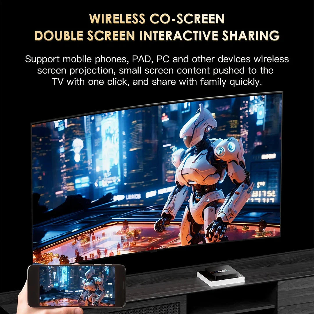 H20PRO Smart Android TV Box with 4K, 16GB, dual-band Wi-Fi, and media player capabilities