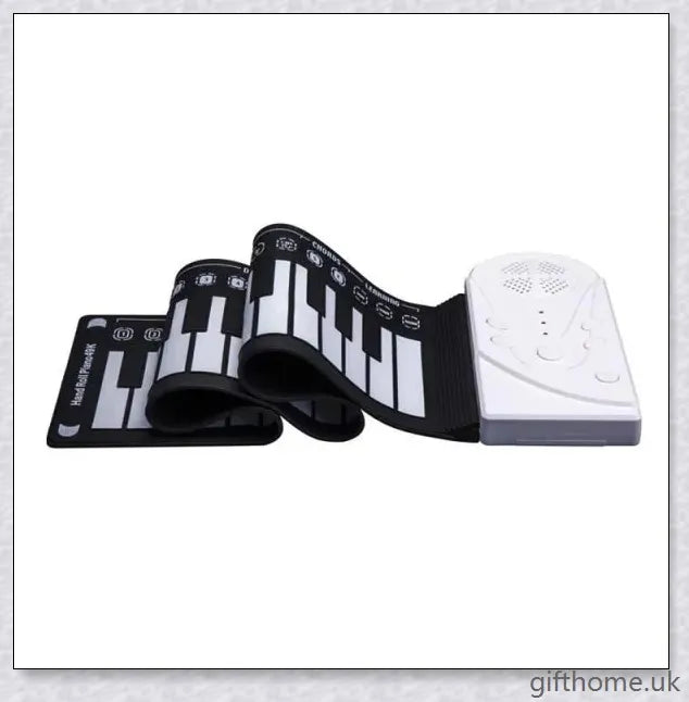 Portable electric piano with 88 or 61 keys, high-quality sound, and a compact, rollup design for easy transport