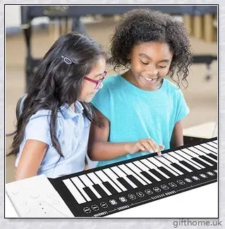 Portable electric piano with 88 or 61 keys, high-quality sound, and a compact, rollup design for easy transport