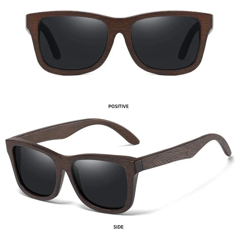 Natural bamboo wooden polarized sunglasses for men with multi-coated lenses and gift box