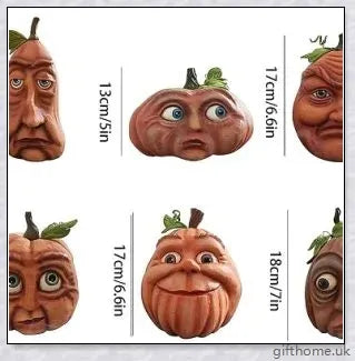 Whimsical and expressive Halloween pumpkin decorations made of durable resin, perfect for indoor and outdoor use.