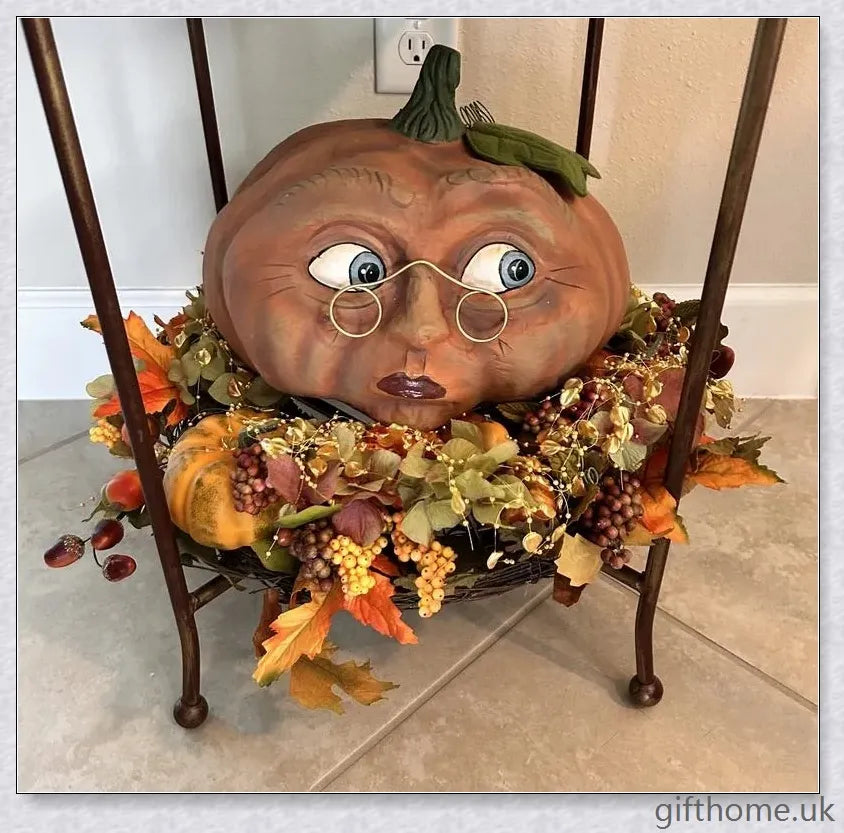 Whimsical and expressive Halloween pumpkin decorations made of durable resin, perfect for indoor and outdoor use.