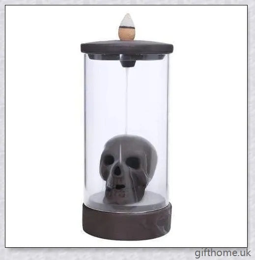 Backflow LED Skull Incense Burner with mesmerising smoke display and colour-changing lights, perfect for Halloween and Gothic-inspired home decor