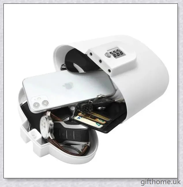 A durable ABS plastic storage bucket with a password lock, ideal for keeping valuables secure during outdoor activities.