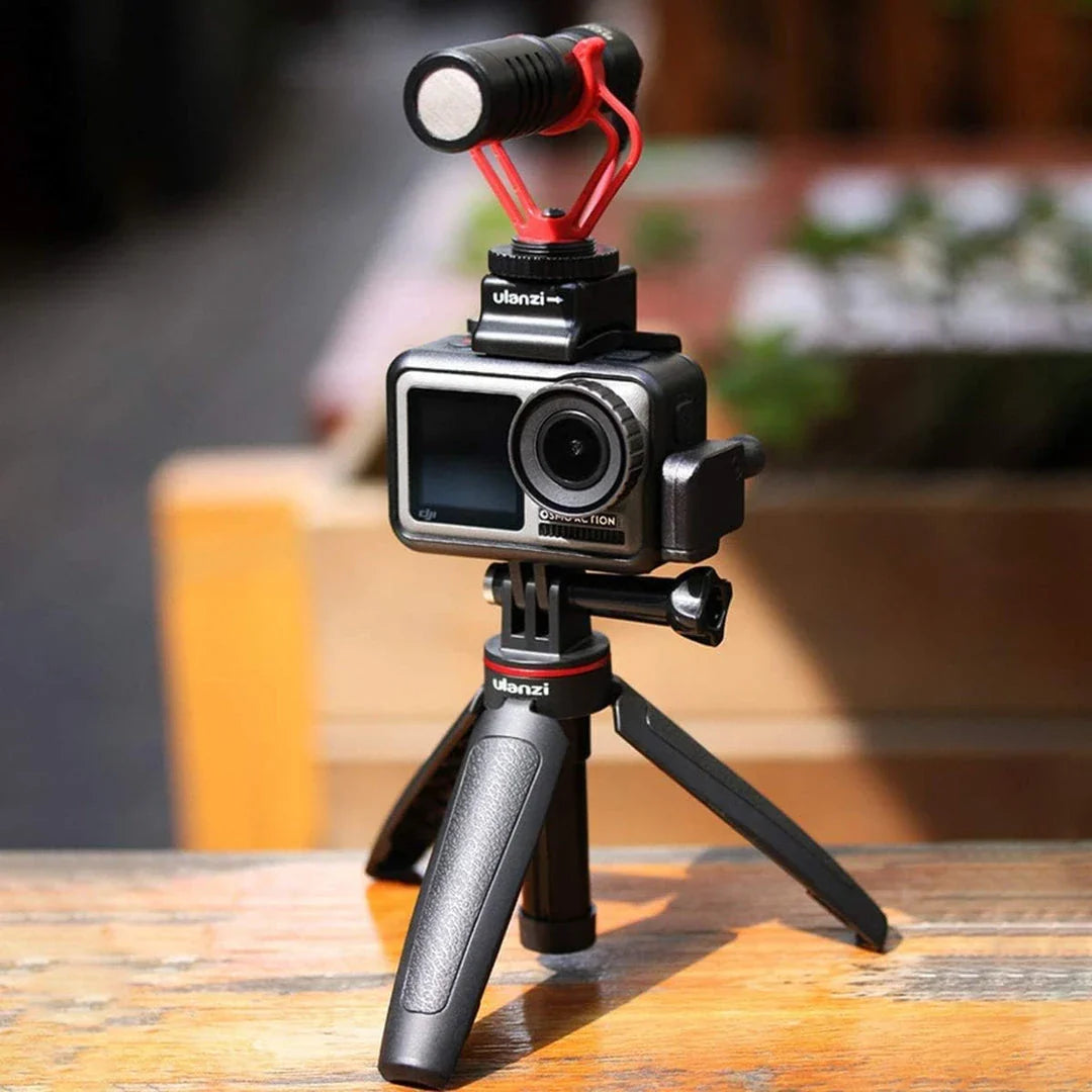 Compact Vlog Tripod - Portable, extendable mini tripod for action cameras, with various angle and height adjustments