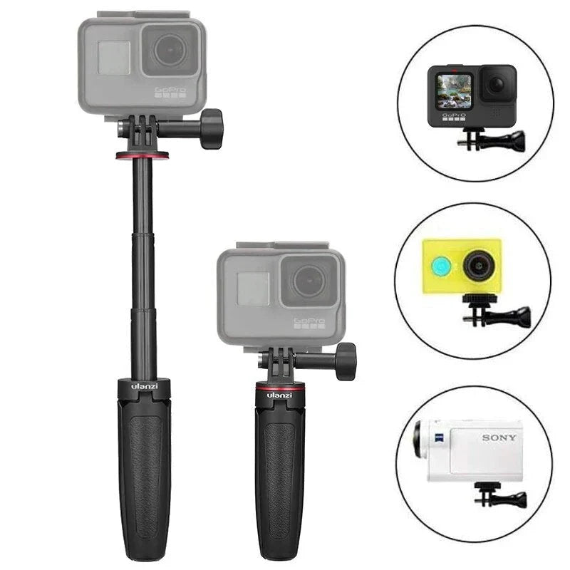 Compact Vlog Tripod - Portable, extendable mini tripod for action cameras, with various angle and height adjustments