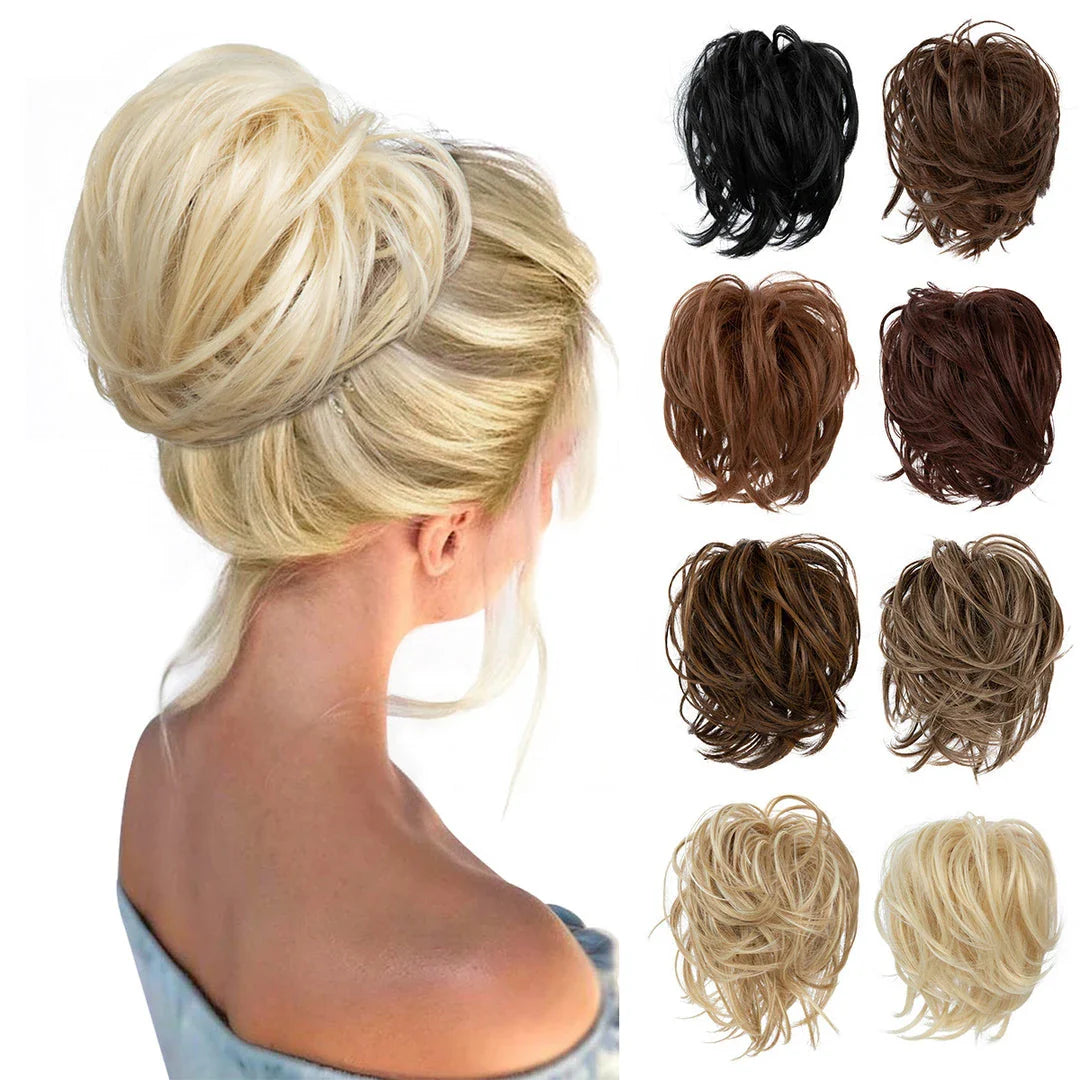 Bud Bun Artificial Hair Bun - Natural Fluffy Long Beard Curly Hair Bun Lazy Updo Chignon