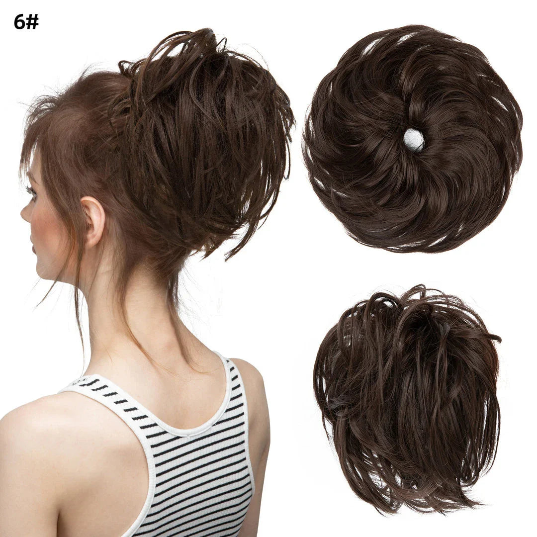 Bud Bun Artificial Hair Bun - Natural Fluffy Long Beard Curly Hair Bun Lazy Updo Chignon