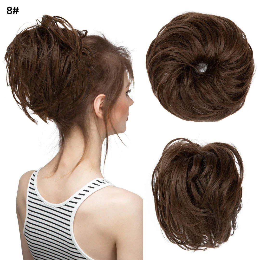 Bud Bun Artificial Hair Bun - Natural Fluffy Long Beard Curly Hair Bun Lazy Updo Chignon
