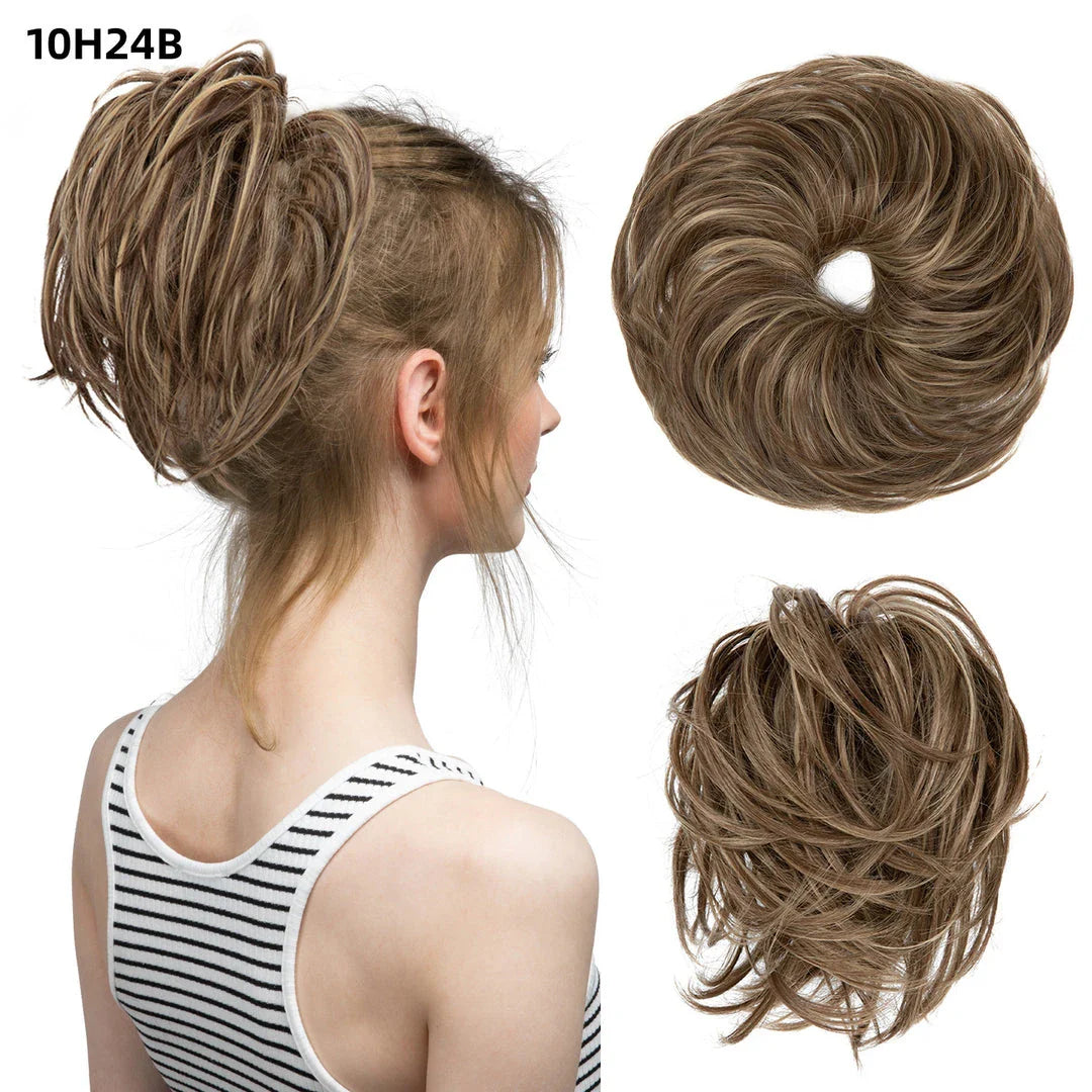 Bud Bun Artificial Hair Bun - Natural Fluffy Long Beard Curly Hair Bun Lazy Updo Chignon