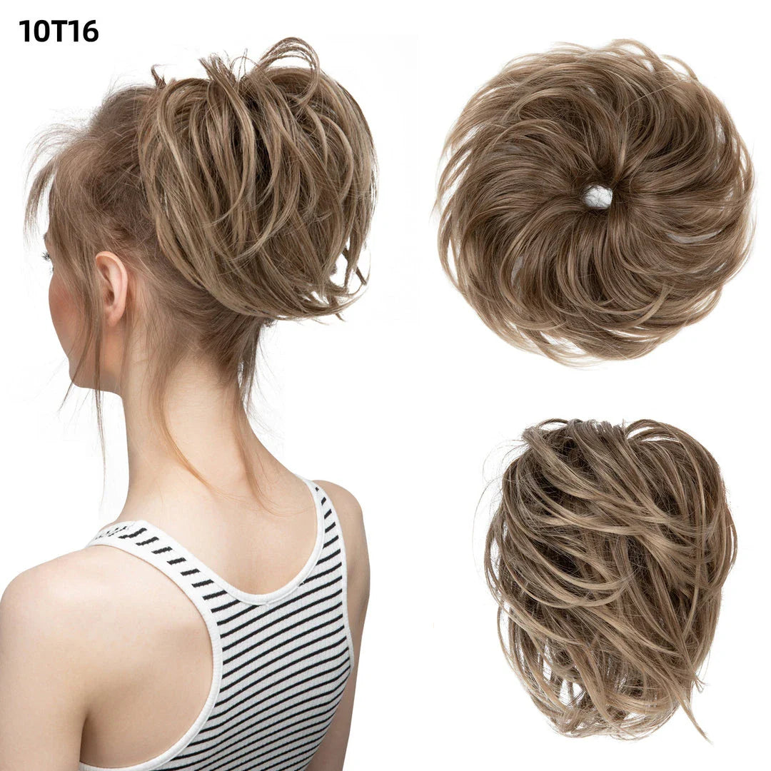 Bud Bun Artificial Hair Bun - Natural Fluffy Long Beard Curly Hair Bun Lazy Updo Chignon