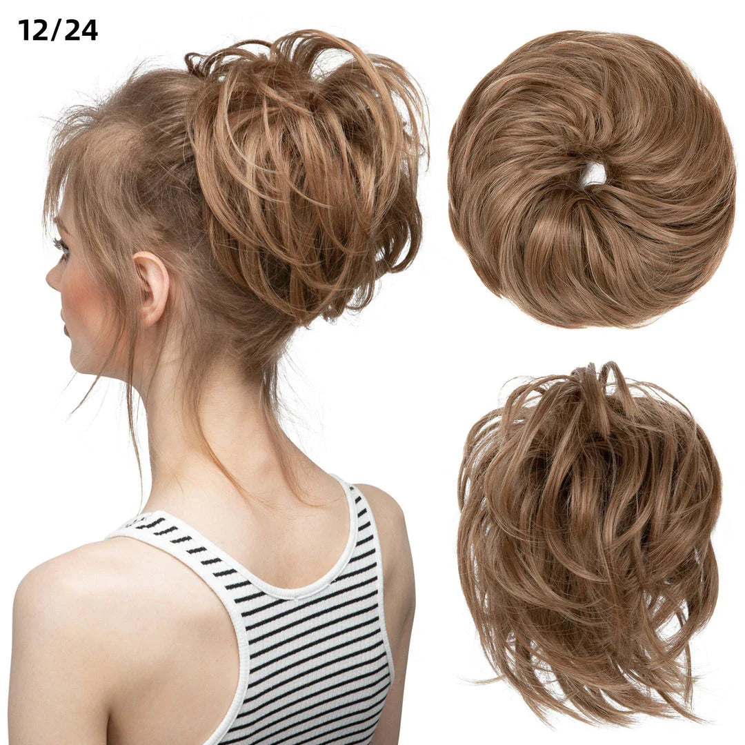 Bud Bun Artificial Hair Bun - Natural Fluffy Long Beard Curly Hair Bun Lazy Updo Chignon