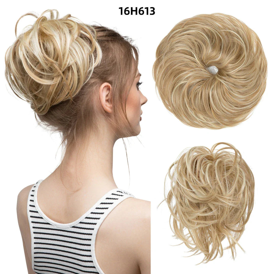 Bud Bun Artificial Hair Bun - Natural Fluffy Long Beard Curly Hair Bun Lazy Updo Chignon