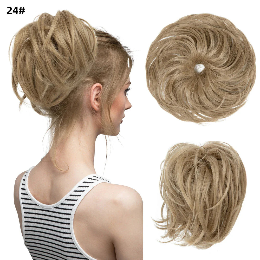 Bud Bun Artificial Hair Bun - Natural Fluffy Long Beard Curly Hair Bun Lazy Updo Chignon