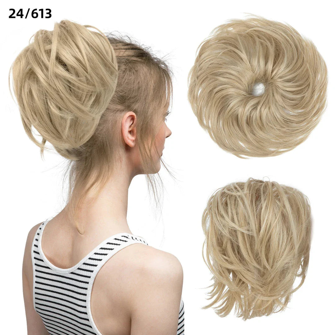 Bud Bun Artificial Hair Bun - Natural Fluffy Long Beard Curly Hair Bun Lazy Updo Chignon