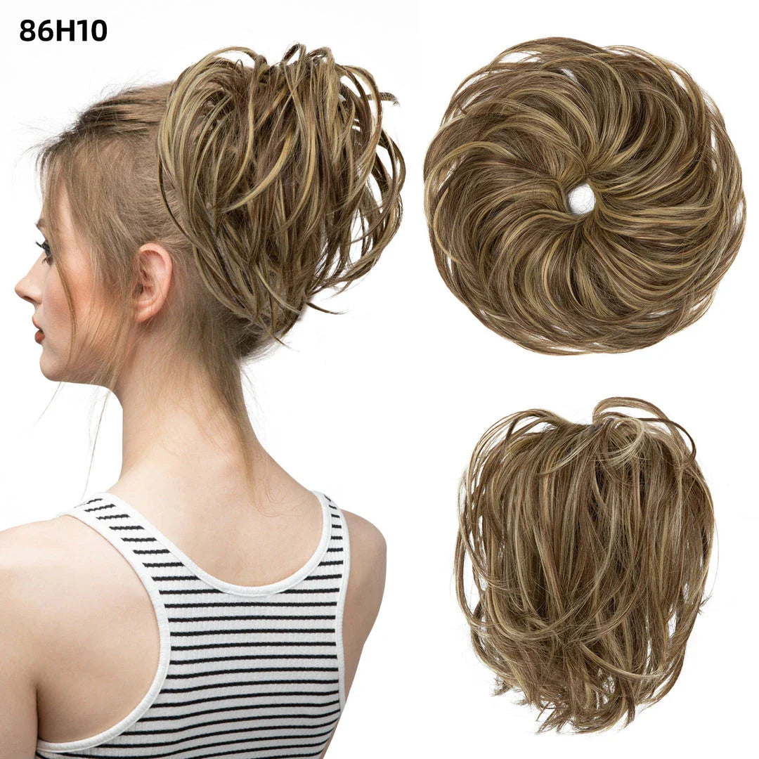 Bud Bun Artificial Hair Bun - Natural Fluffy Long Beard Curly Hair Bun Lazy Updo Chignon