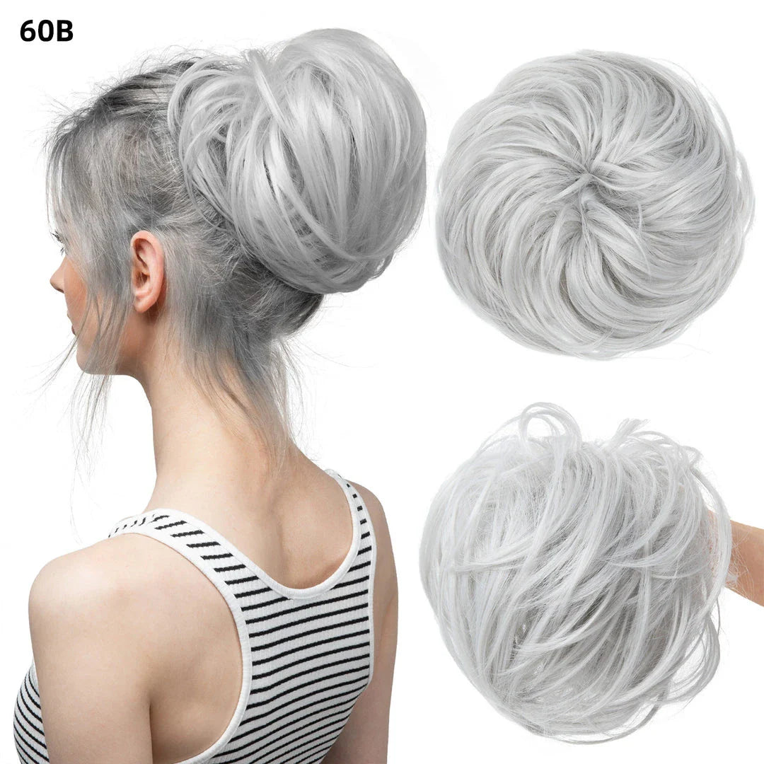 Bud Bun Artificial Hair Bun - Natural Fluffy Long Beard Curly Hair Bun Lazy Updo Chignon