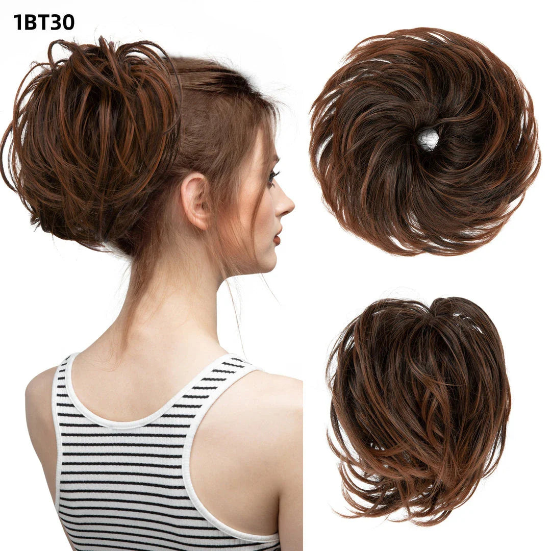 Bud Bun Artificial Hair Bun - Natural Fluffy Long Beard Curly Hair Bun Lazy Updo Chignon