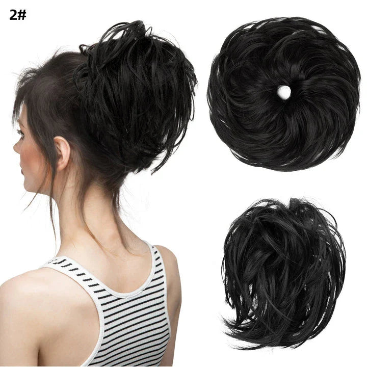 Bud Bun Artificial Hair Bun - Natural Fluffy Long Beard Curly Hair Bun Lazy Updo Chignon
