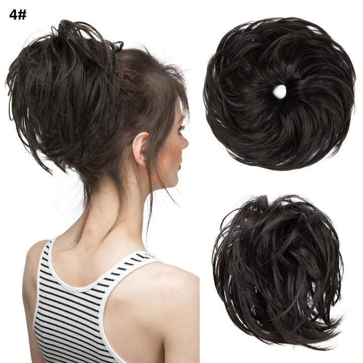 Bud Bun Artificial Hair Bun - Natural Fluffy Long Beard Curly Hair Bun Lazy Updo Chignon