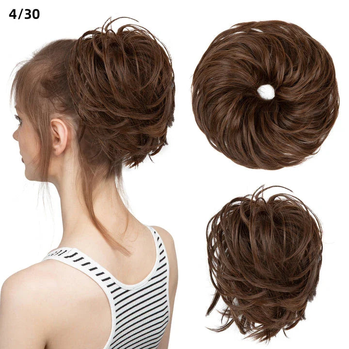 Bud Bun Artificial Hair Bun - Natural Fluffy Long Beard Curly Hair Bun Lazy Updo Chignon